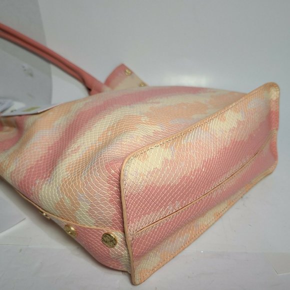Hammitt Oliver Medium Tote Pink Himalayan Snake Hobo Leather Bag 10W"x13H" new - Picture 6 of 12